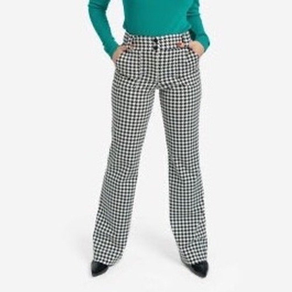 LuLaRoe Emery Wide Leg Ponte Trouser Black White Houndstooth High Waist XL